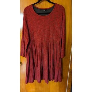 Torrid - Mini Brushed Rib Tiered Skater Dress - Red - 2